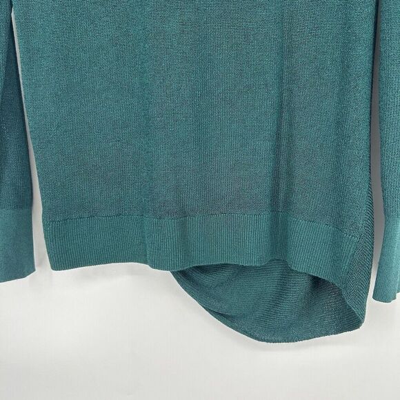 Chicos 1 Size M Side Twist Sweater Forest Green Ribbed Knit Long Sleeve - Picture 8 of 10